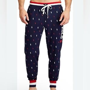 Polo Ralph Lauren Blue Pony Logo Script Blue Sleepwear Pajama Pants Mens Large